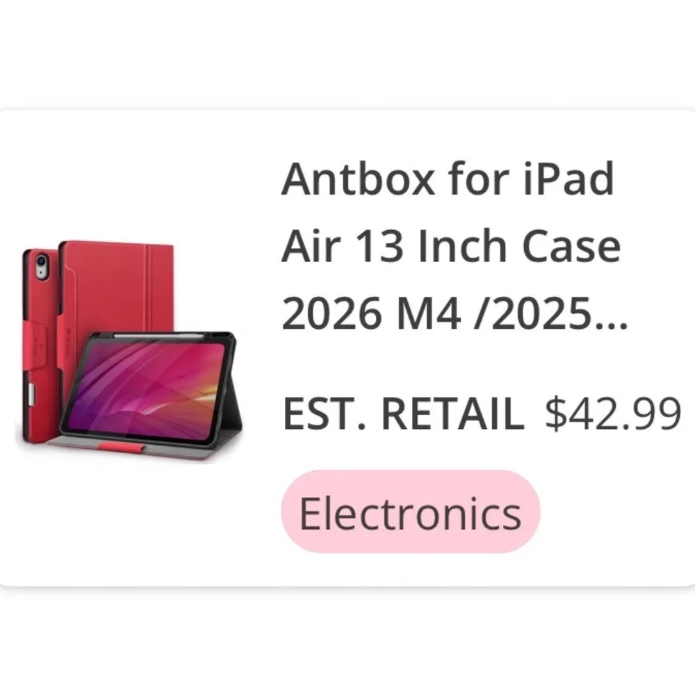 Antbox iPad Air 13 inch Case 2024 2025 M4 Red Leather Folio Pencil Holder Cover